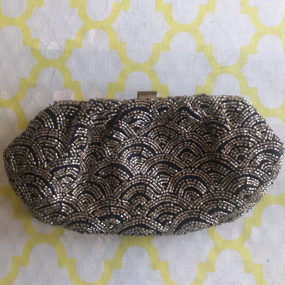 Navy beaded clutch purse 1920s